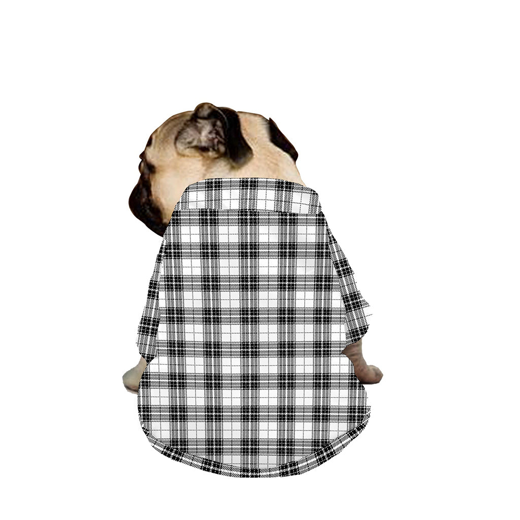 Black And White Tartan Pattern Print Dog Zip Up Jacket