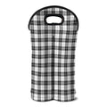 Black And White Tartan Pattern Print Double Neoprene Wine Tote