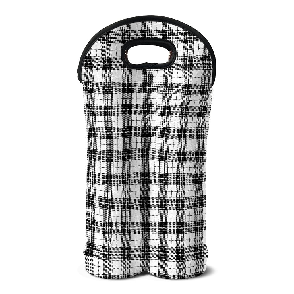 Black And White Tartan Pattern Print Double Neoprene Wine Tote