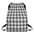 Black And White Tartan Pattern Print Drawstring Backpack