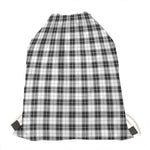 Black And White Tartan Pattern Print Drawstring Bag