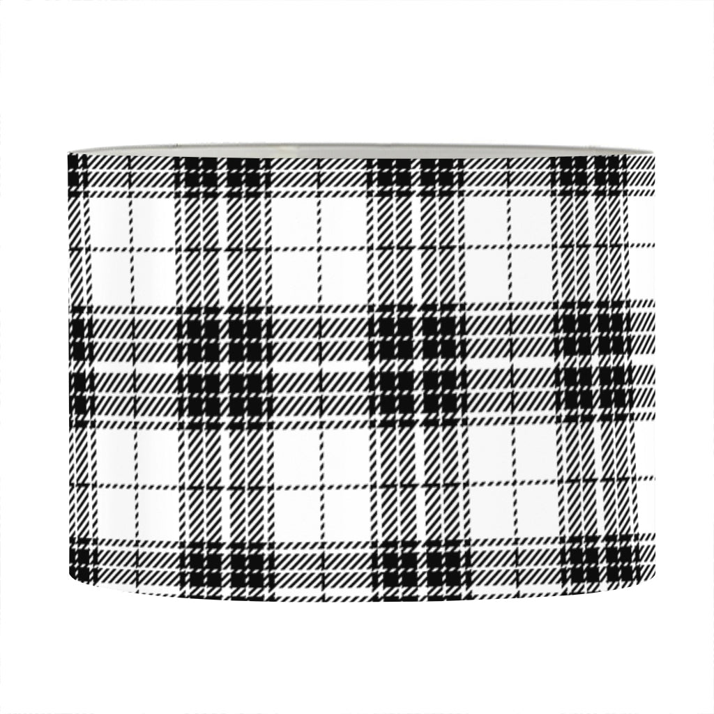 Black And White Tartan Pattern Print Drum Lamp Shade