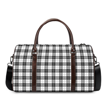 Black And White Tartan Pattern Print Duffle Bag