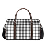Black And White Tartan Pattern Print Duffle Bag