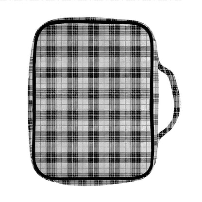 Black And White Tartan Pattern Print Front Pocket Bible Bag