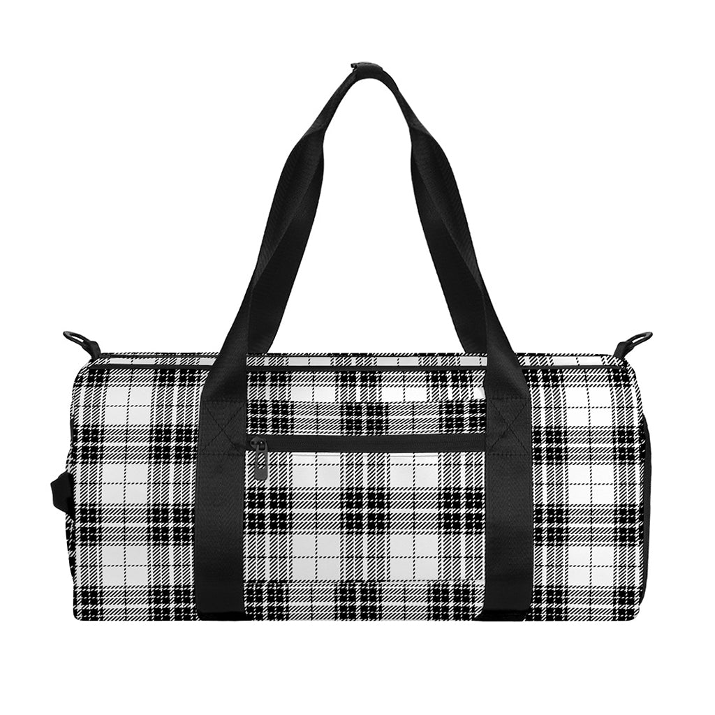 Black And White Tartan Pattern Print Gym Bag