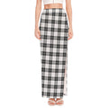 Black And White Tartan Pattern Print High Slit Maxi Skirt