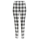 Black And White Tartan Pattern Print High-Waisted Pocket Leggings
