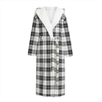Black And White Tartan Pattern Print Hooded Bathrobe