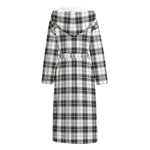 Black And White Tartan Pattern Print Hooded Bathrobe