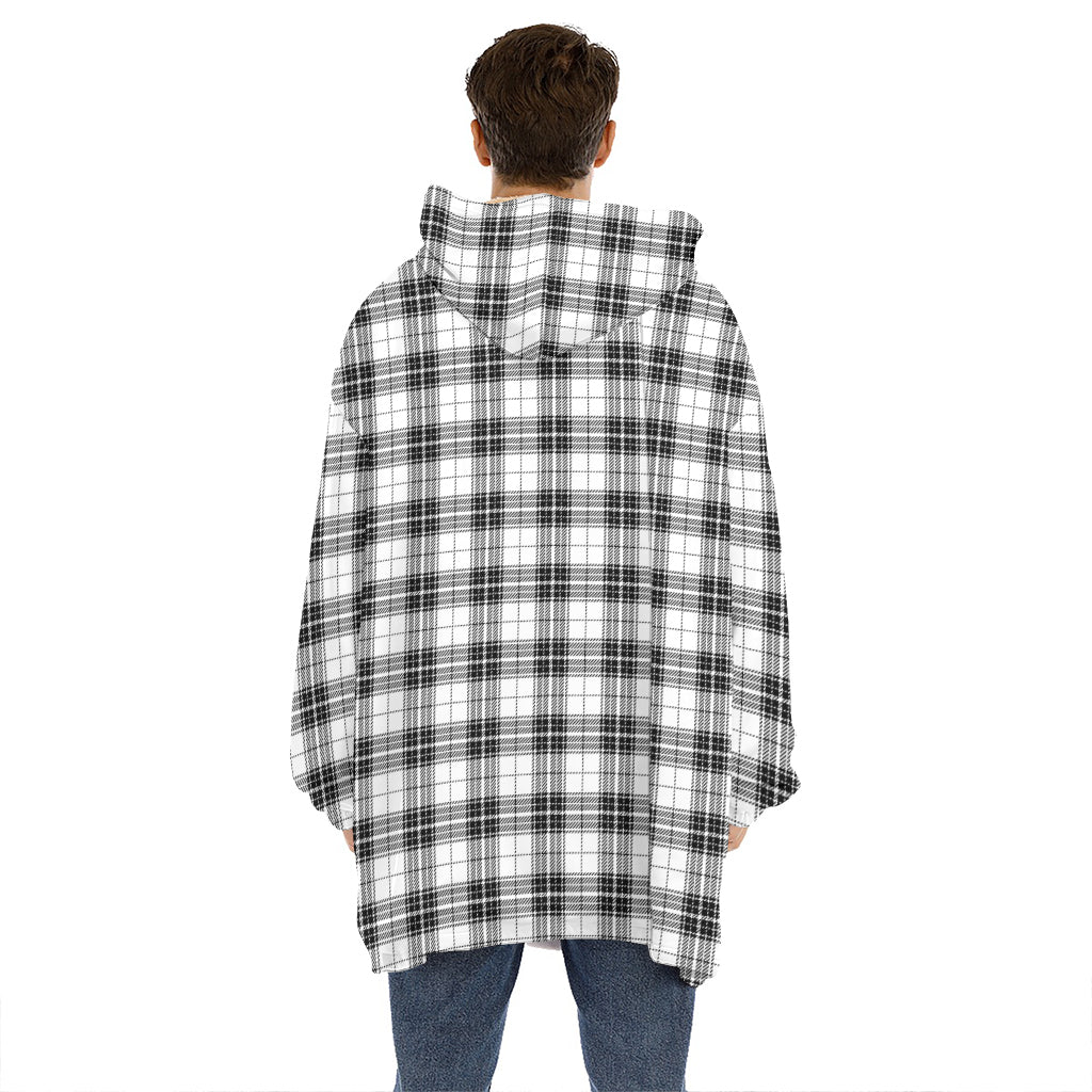 Black And White Tartan Pattern Print Hoodie Blanket
