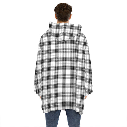 Black And White Tartan Pattern Print Hoodie Blanket