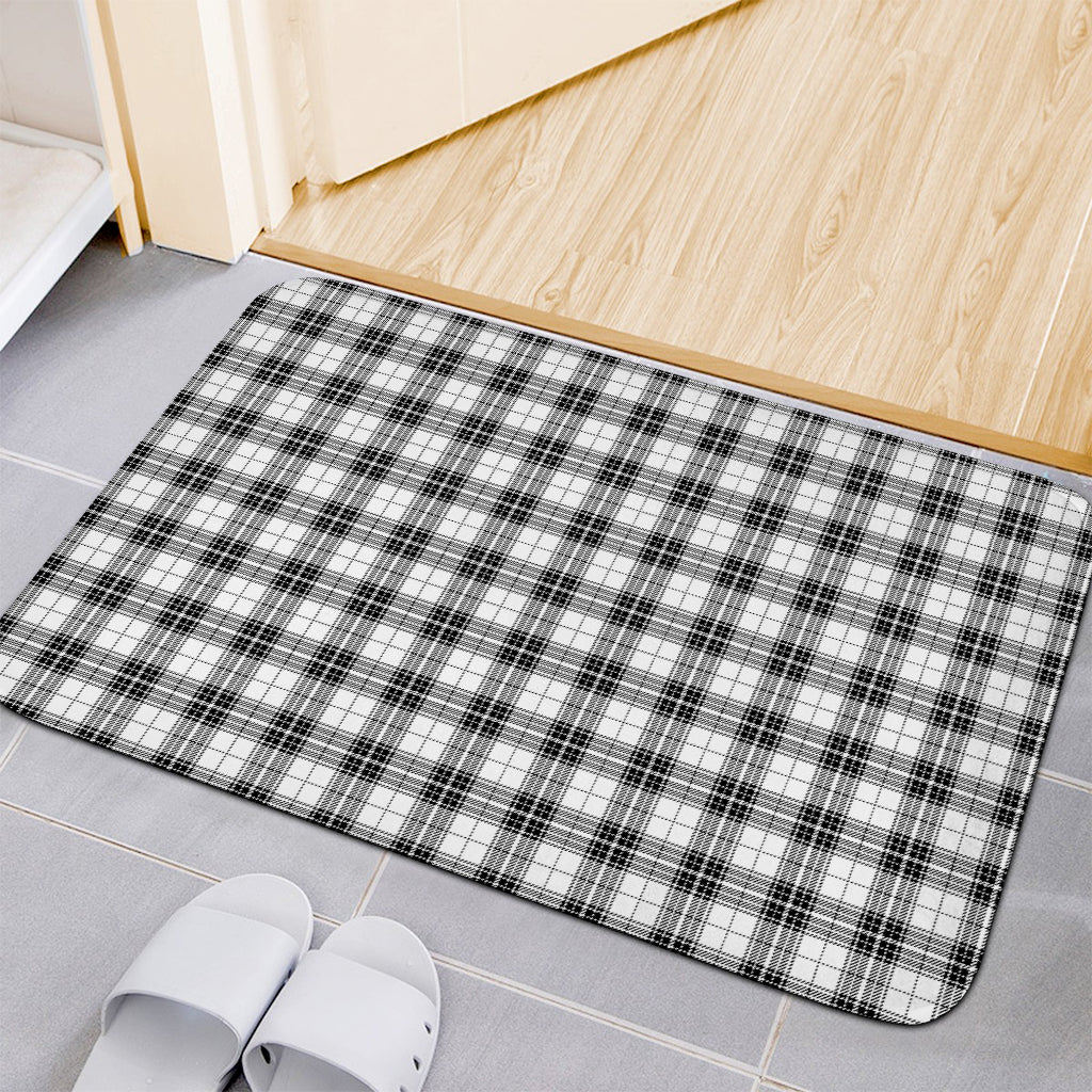 Black And White Tartan Pattern Print Indoor Door Mat