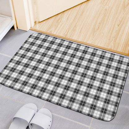 Black And White Tartan Pattern Print Indoor Door Mat
