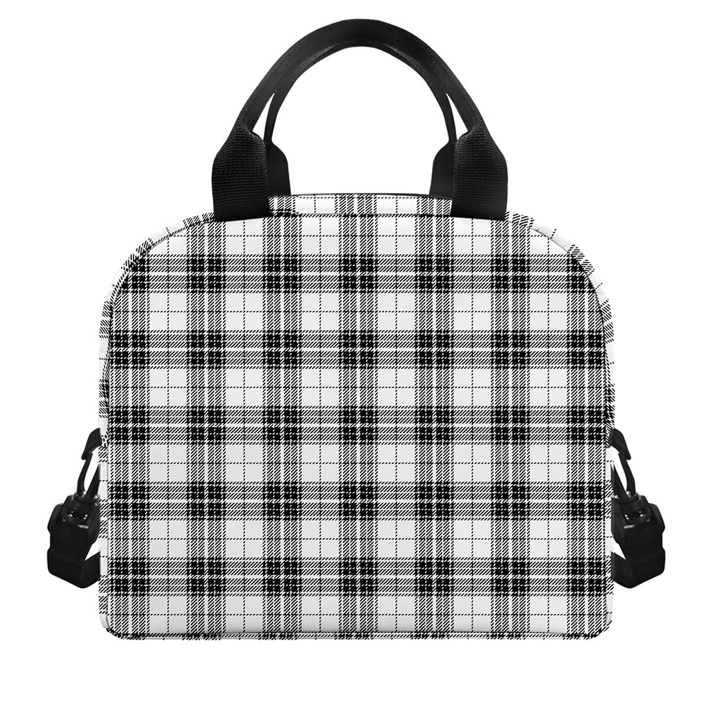 Black And White Tartan Pattern Print Insulated Lunch Bag
