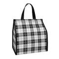 Black And White Tartan Pattern Print Insulated Lunch Tote