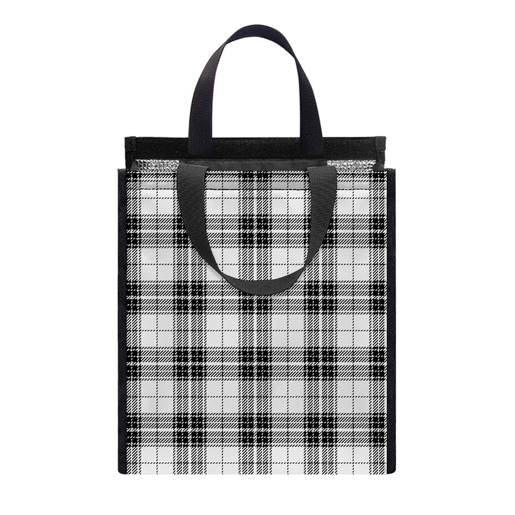 Black And White Tartan Pattern Print Insulated Lunch Tote