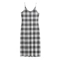 Black And White Tartan Pattern Print Jersey Midi Cami Dress