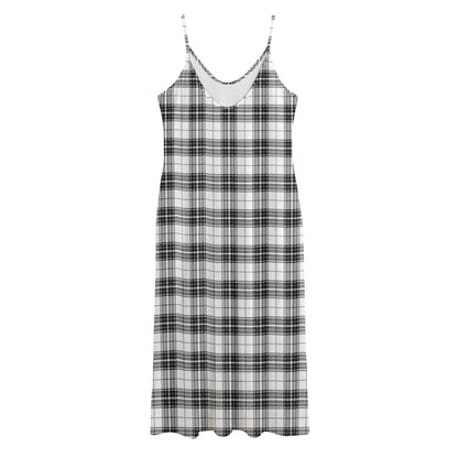 Black And White Tartan Pattern Print Jersey Midi Cami Dress