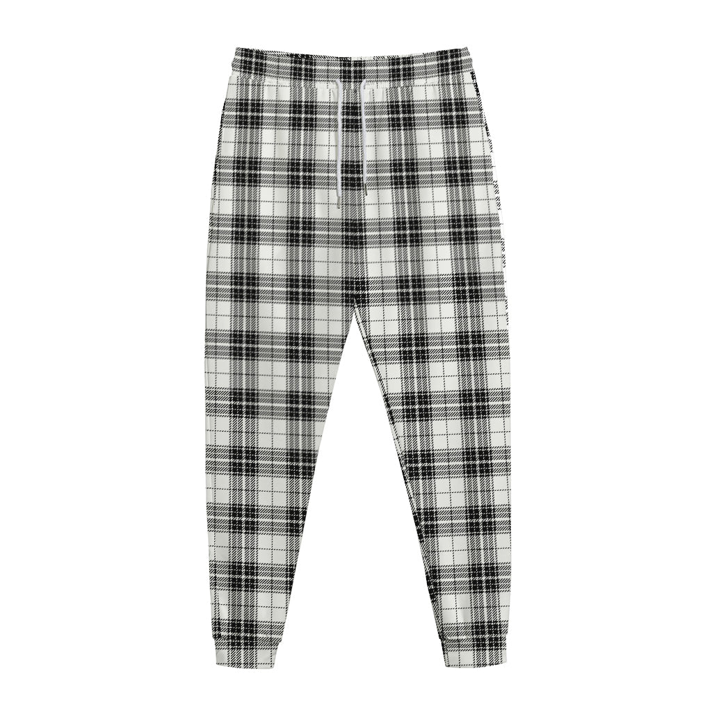 Black And White Tartan Pattern Print Jogger Pants