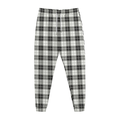 Black And White Tartan Pattern Print Jogger Pants