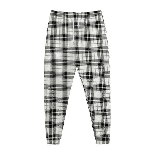 Black And White Tartan Pattern Print Jogger Pants