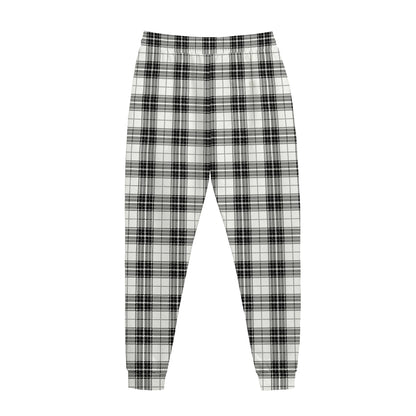 Black And White Tartan Pattern Print Jogger Pants