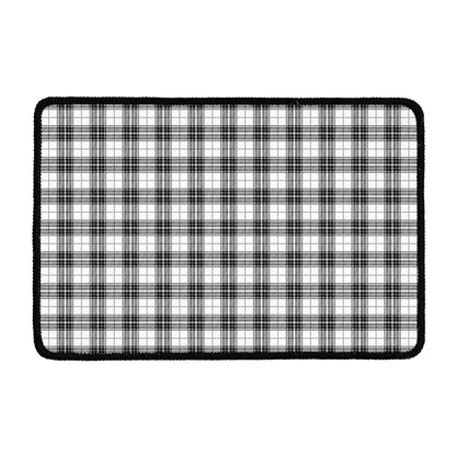 Black And White Tartan Pattern Print Kitchen Mat