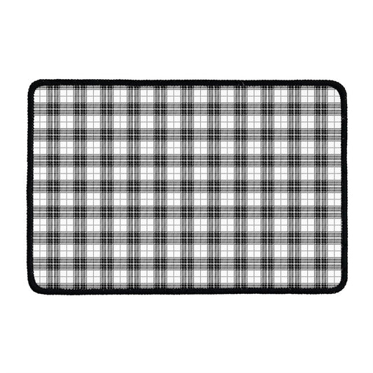 Black And White Tartan Pattern Print Kitchen Mat