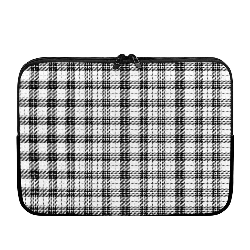 Black And White Tartan Pattern Print Laptop Sleeve