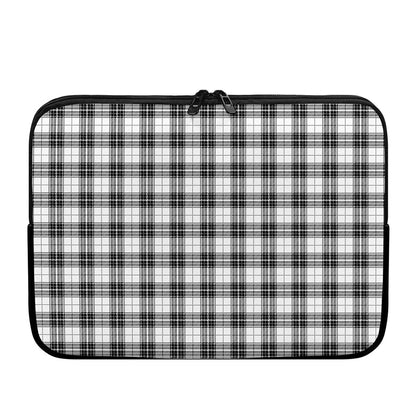 Black And White Tartan Pattern Print Laptop Sleeve