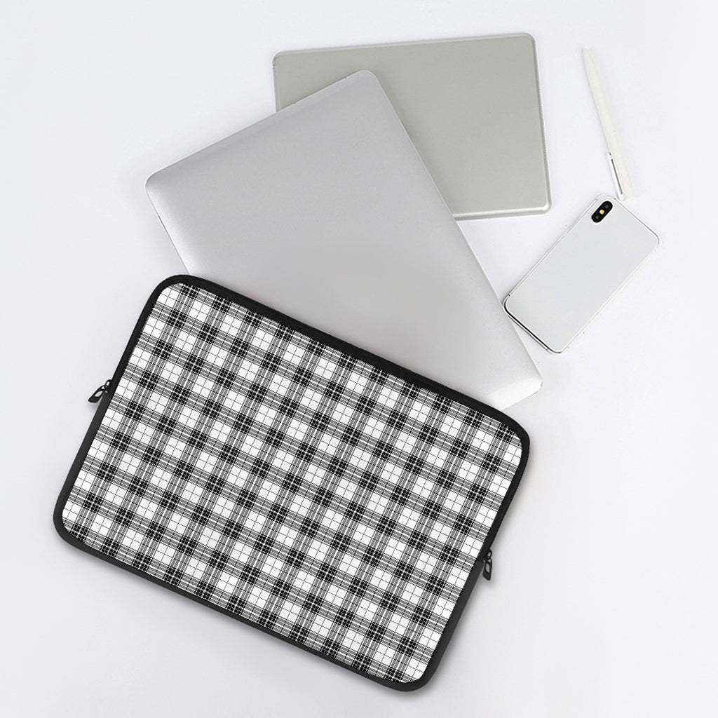 Black And White Tartan Pattern Print Laptop Sleeve