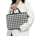 Black And White Tartan Pattern Print Laptop Sleeve With Handle