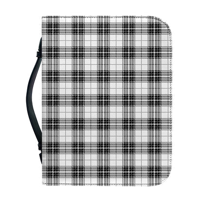 Black And White Tartan Pattern Print Leather Bible Cover