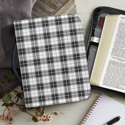 Black And White Tartan Pattern Print Leather Bible Cover