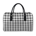Black And White Tartan Pattern Print Leather Duffel Bag