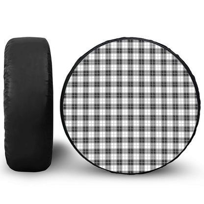 Black And White Tartan Pattern Print Leather Spare Tire Cover