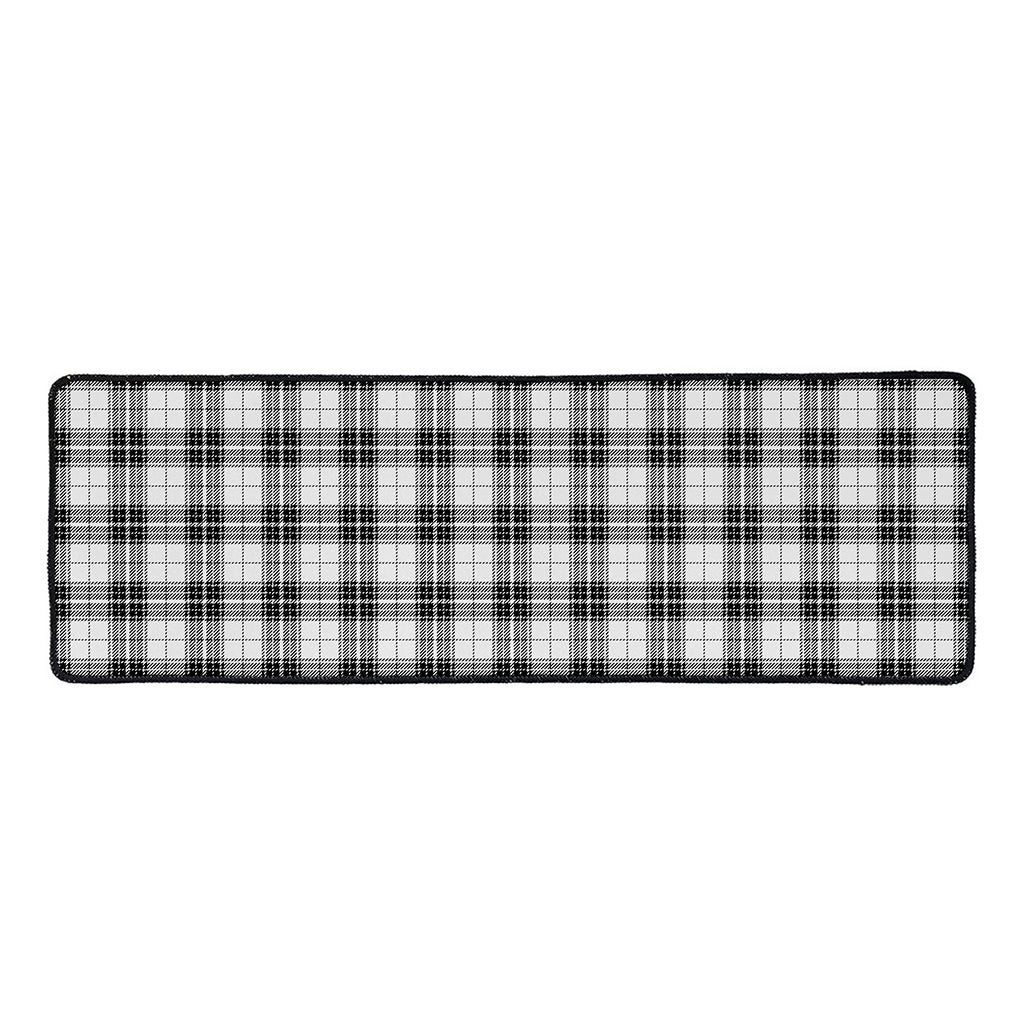 Black And White Tartan Pattern Print Long Kitchen Mat