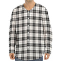 Black And White Tartan Pattern Print Long Sleeve Baseball Jersey