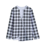 Black And White Tartan Pattern Print Long Sleeve Short Coat