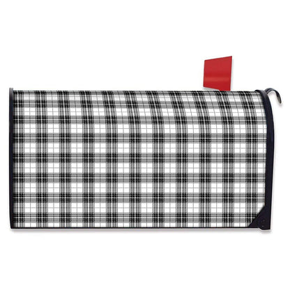 Black And White Tartan Pattern Print Mailbox Cover