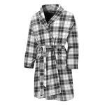Black And White Tartan Pattern Print Men's Bathrobe