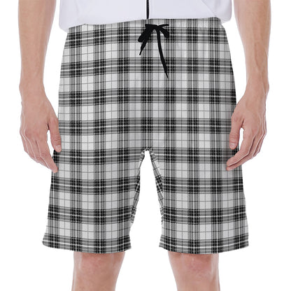 Black And White Tartan Pattern Print Men's Beach Shorts
