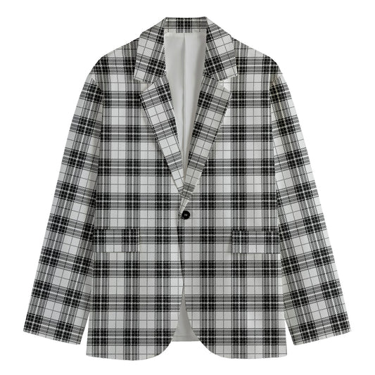 Black And White Tartan Pattern Print Men's Blazer