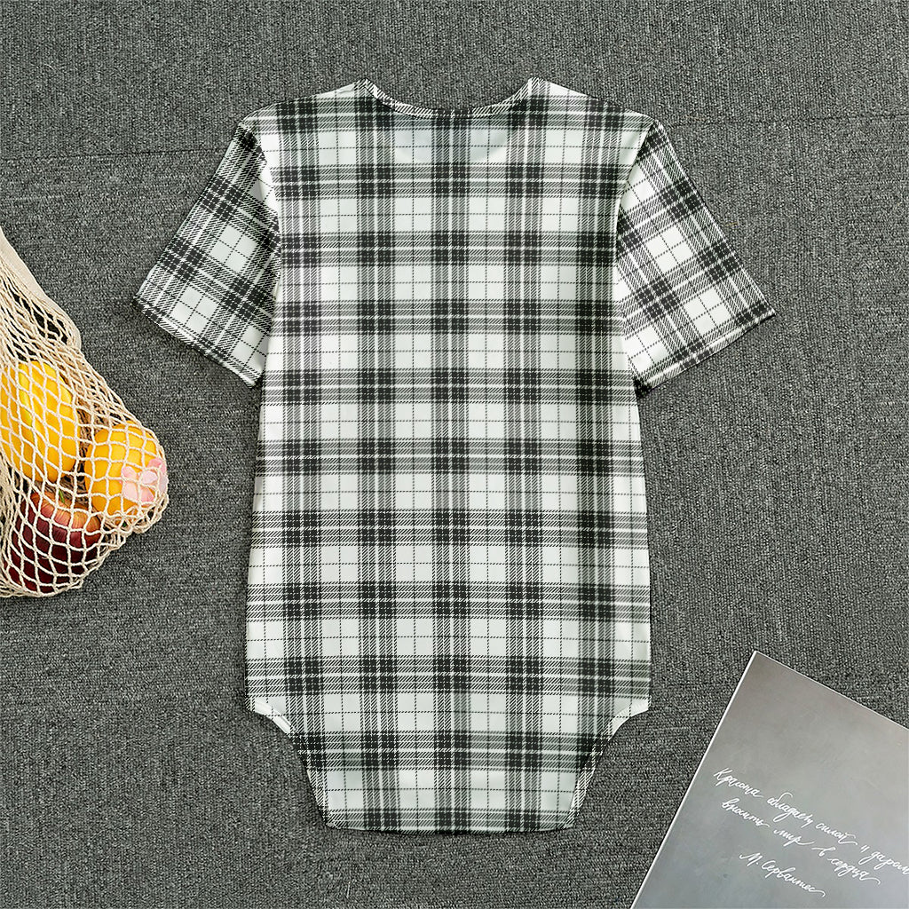 Black And White Tartan Pattern Print Men's Bodysuit