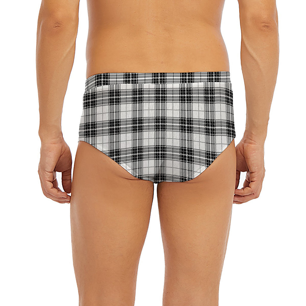 Black And White Tartan Pattern Print Men's Briefs