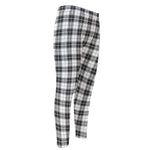Black And White Tartan Pattern Print Men's Compression Pants