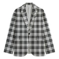 Black And White Tartan Pattern Print Men's Cotton Blazer