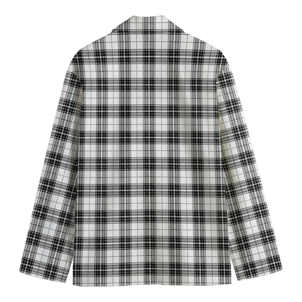 Black And White Tartan Pattern Print Men's Cotton Blazer