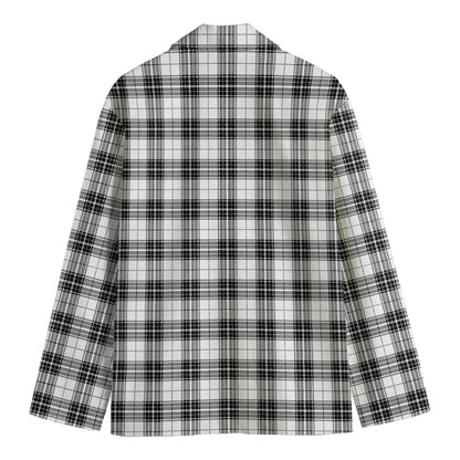 Black And White Tartan Pattern Print Men's Cotton Blazer